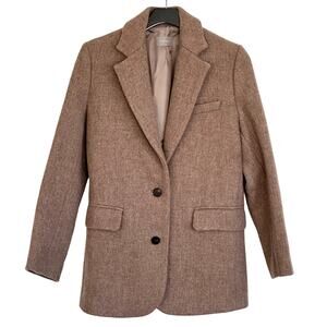 Cotton Market Korea Light Brown 60% Wool Blend Heavy Blazer Coat Size S NWOT